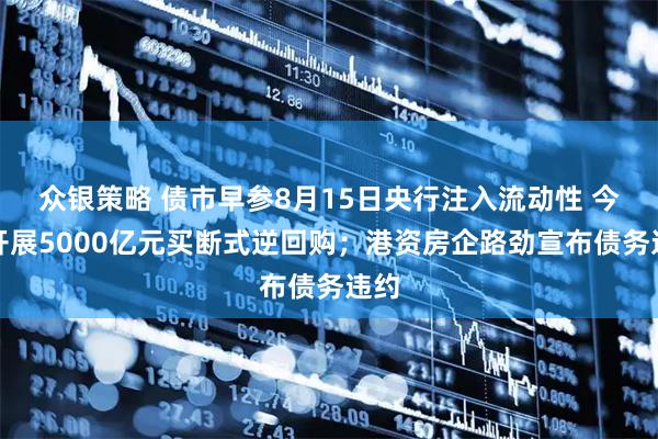 众银策略 债市早参8月15日央行注入流动性 今日开展5000亿元买断式逆回购；港资房企路劲宣布债务违约